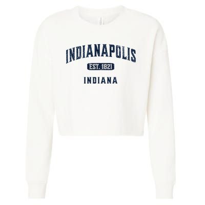 Visit Indianapolis Indiana Vintage Athletic Souvenir Cropped Pullover Crew