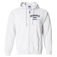 Visit Indianapolis Indiana Vintage Athletic Souvenir Full Zip Hoodie