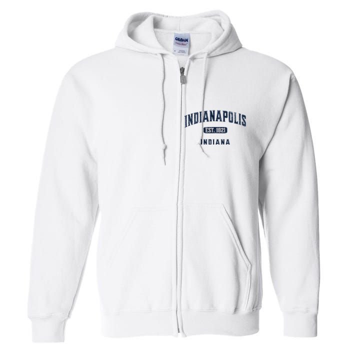 Visit Indianapolis Indiana Vintage Athletic Souvenir Full Zip Hoodie