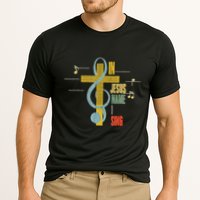 Vintage In Jesus Name I Sing Music Note Cross Performance Shirt