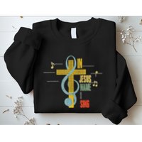 Vintage In Jesus Name I Sing Music Note Cross Sweatshirt