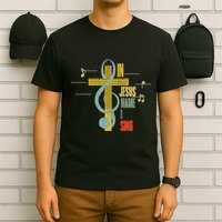 Vintage In Jesus Name I Sing Music Note Cross T-Shirt