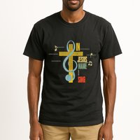 Vintage In Jesus Name I Sing Music Note Cross Tall T-Shirt