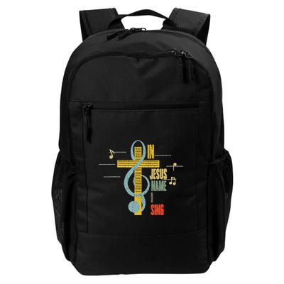 Vintage In Jesus Name I Sing Music Note Cross Backpack
