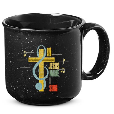 Vintage In Jesus Name I Sing Music Note Cross 15oz Campfire Ceramic Mug