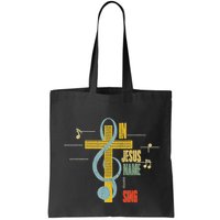 Vintage In Jesus Name I Sing Music Note Cross Bag