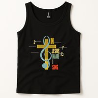 Vintage In Jesus Name I Sing Music Note Cross Tank Top