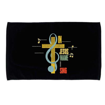 Vintage In Jesus Name I Sing Music Note Cross Microfiber Hand Towel