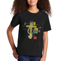 Vintage In Jesus Name I Sing Music Note Cross Kids T-Shirt