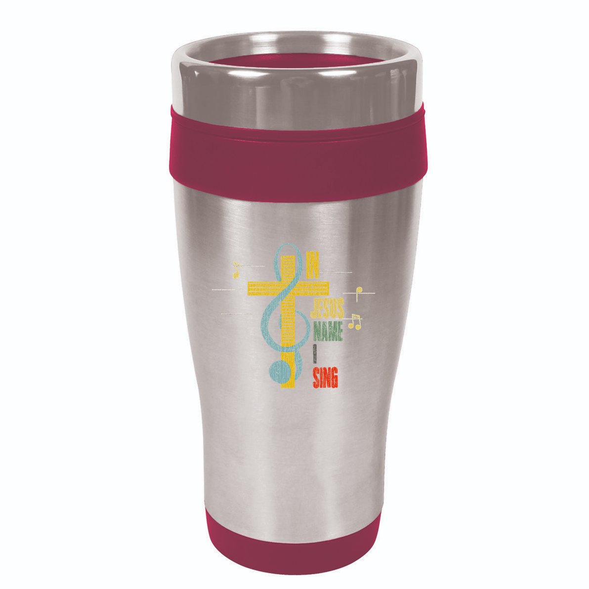 Vintage In Jesus Name I Sing Music Note Cross 16oz Travel Tumbler