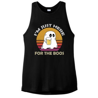 Vintage Im Just Here For The Boos Halloween Beer Lovers Gift Ladies PosiCharge Tri-Blend Wicking Tank