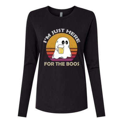 Vintage Im Just Here For The Boos Halloween Beer Lovers Gift Womens Cotton Relaxed Long Sleeve T-Shirt