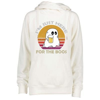 Vintage Im Just Here For The Boos Halloween Beer Lovers Gift Womens Funnel Neck Pullover Hood