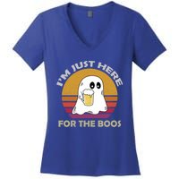 Vintage Im Just Here For The Boos Halloween Beer Lovers Gift Women's V-Neck T-Shirt