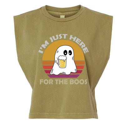 Vintage Im Just Here For The Boos Halloween Beer Lovers Gift Garment-Dyed Women's Muscle Tee