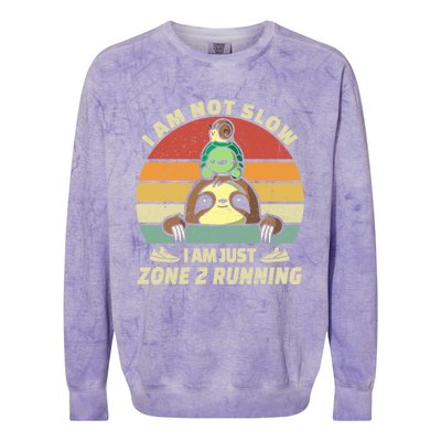 Vintage Im Just Zone 2 Running Funny Sloth Slow Runner Team Gift Colorblast Crewneck Sweatshirt