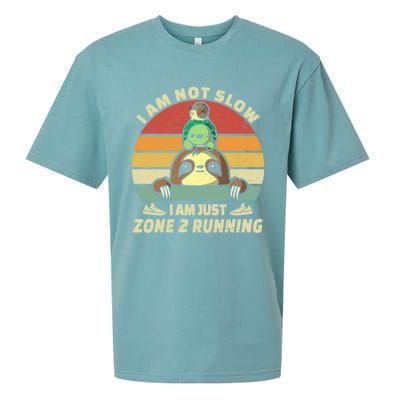 Vintage Im Just Zone 2 Running Funny Sloth Slow Runner Team Gift Sueded Cloud Jersey T-Shirt