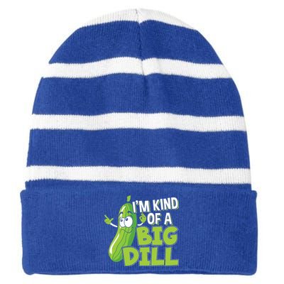 Vegan I'm Kind Of A Big Dill Gift Pickle Lover Cute Gift Striped Beanie with Solid Band