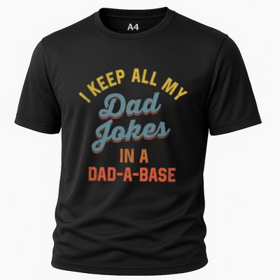 Vintage I Keep All My Dad Jokes In A Dadgift A Gift Base Funny Dad Funny Gift Performance Shirt