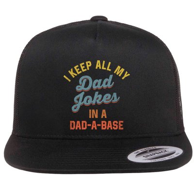 Vintage I Keep All My Dad Jokes In A Dadgift A Gift Base Funny Dad Funny Gift Flatbill Hat