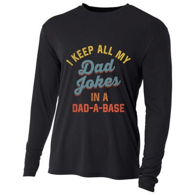 Vintage I Keep All My Dad Jokes In A Dadgift A Gift Base Funny Dad Funny Gift Cooling Performance Long Sleeve Crew