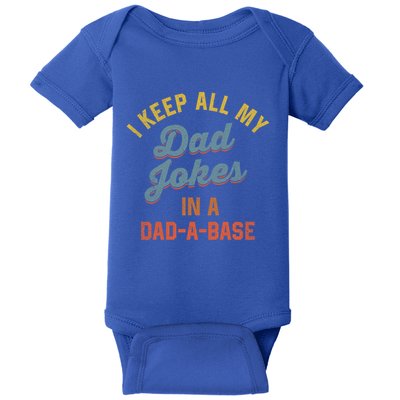 Vintage I Keep All My Dad Jokes In A Dadgift A Gift Base Funny Dad Funny Gift Baby Bodysuit