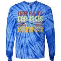 Vintage I Keep All My Dad Jokes In A Dadmeaningful Giftameaningful Giftbase Dad Tie-Dye Long Sleeve Shirt