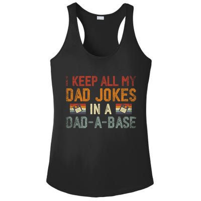 Vintage I Keep All My Dad Jokes In A Dad A Base Fathers Day Gift Ladies PosiCharge Competitor Racerback Tank