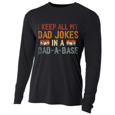 Vintage I Keep All My Dad Jokes In A Dad A Base Fathers Day Gift Cooling Performance Long Sleeve Crew