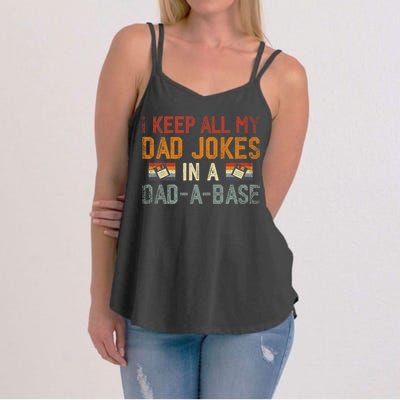 Vintage I Keep All My Dad Jokes In A Dad A Base Fathers Day Gift Women's Strappy Tank