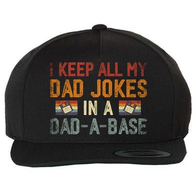 Vintage I Keep All My Dad Jokes In A Dad A Base Fathers Day Gift Wool Snapback Cap