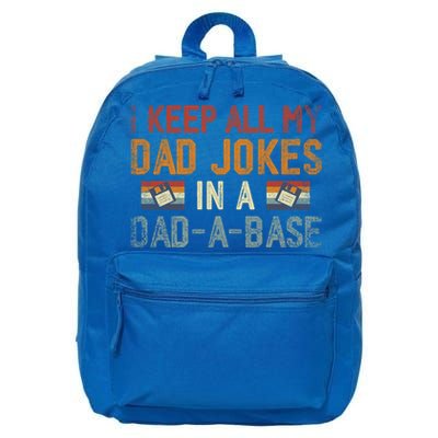 Vintage I Keep All My Dad Jokes In A Dad A Base Fathers Day Gift 16 in Basic Backpack