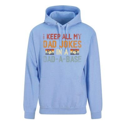 Vintage I Keep All My Dad Jokes In A Dad A Base Fathers Day Gift Unisex Surf Hoodie