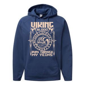 Viking Blood Runs Through My Veins Performance Fleece Hoodie