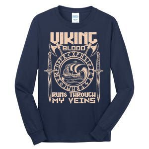 Viking Blood Runs Through My Veins Tall Long Sleeve T-Shirt