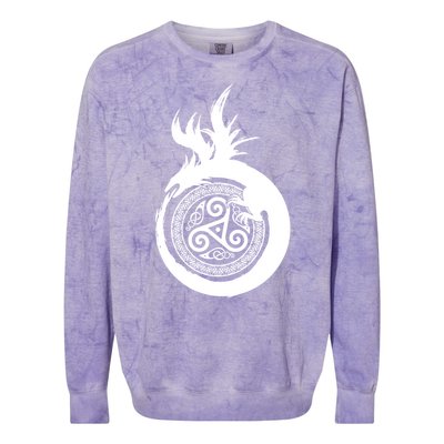 Viking Dragon Celtic Emblem Colorblast Crewneck Sweatshirt