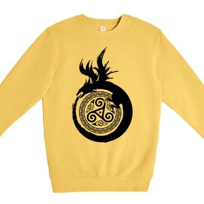 Viking Dragon Celtic Emblem Premium Crewneck Sweatshirt