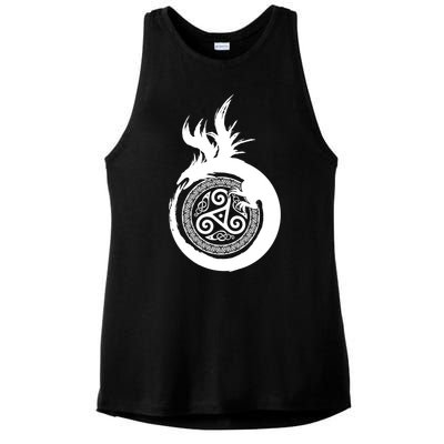 Viking Dragon Celtic Emblem Ladies PosiCharge Tri-Blend Wicking Tank