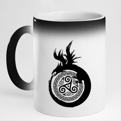 Viking Dragon Celtic Emblem 11oz Black Color Changing Mug