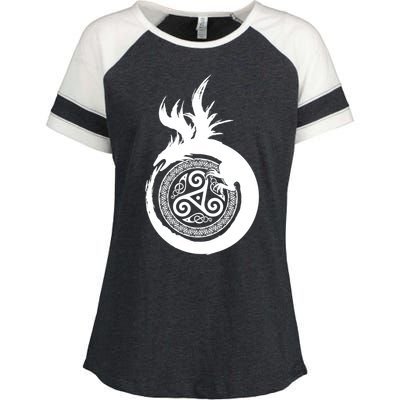 Viking Dragon Celtic Emblem Enza Ladies Jersey Colorblock Tee