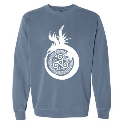 Viking Dragon Celtic Emblem Garment-Dyed Sweatshirt