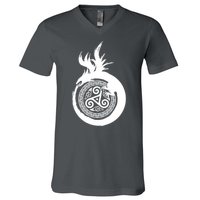 Viking Dragon Celtic Emblem V-Neck T-Shirt