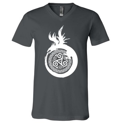 Viking Dragon Celtic Emblem V-Neck T-Shirt