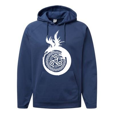 Viking Dragon Celtic Emblem Performance Fleece Hoodie