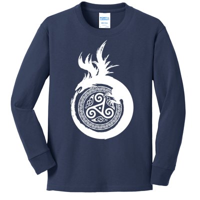 Viking Dragon Celtic Emblem Kids Long Sleeve Shirt