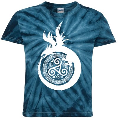 Viking Dragon Celtic Emblem Kids Tie-Dye T-Shirt