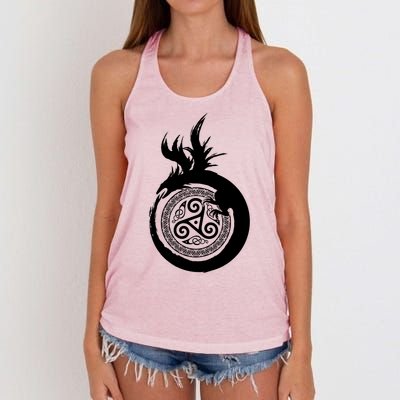 Viking Dragon Celtic Emblem Women's Knotted Racerback Tank