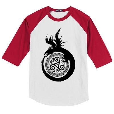 Viking Dragon Celtic Emblem Kids Colorblock Raglan Jersey