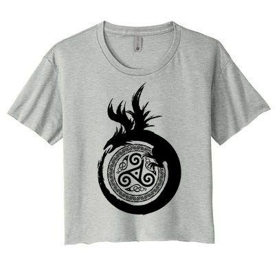 Viking Dragon Celtic Emblem Women's Crop Top Tee