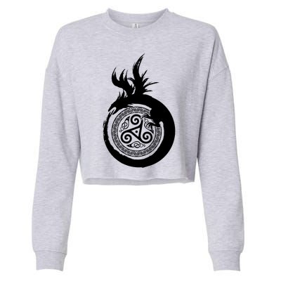 Viking Dragon Celtic Emblem Cropped Pullover Crew